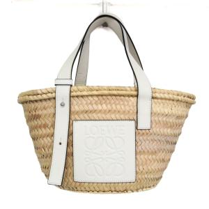 ロエベ(Loewe) バスケット かごバッグ スモール レディース レザー ハンドバッグ ベージュ,ホワイト