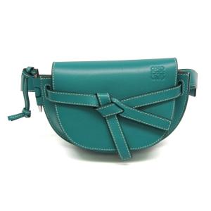 ロエベ(Loewe) ゲート ミニ バムバッグ レディース レザー ウエストバッグ,ボディバッグ ブルーグリーン