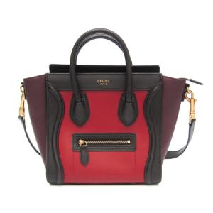 セリーヌ(Celine) ラゲージ ナノ ショッパー レディース レザー ハンドバッグ,ショルダーバッグ ボルドー,レッド
