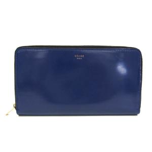 セリーヌ(Celine) レディース ガラス加工レザー 長財布(二つ折り) ネイビー