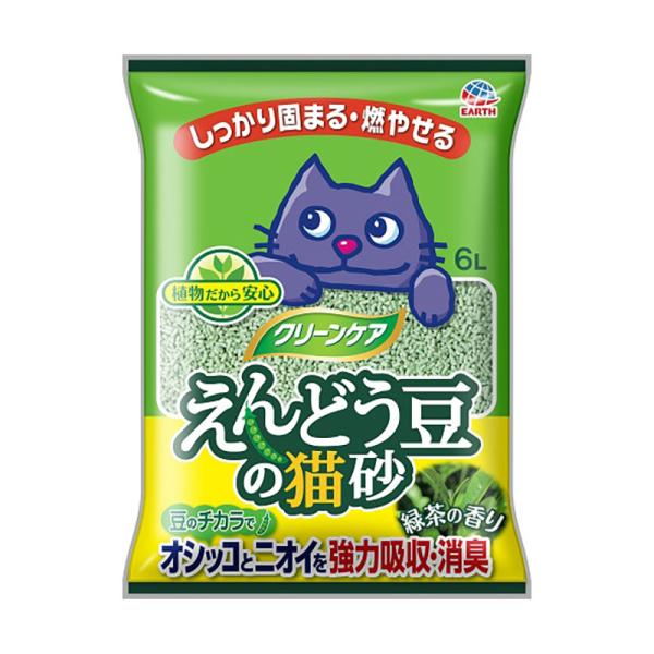 （まとめ）クリーンケア えんどう豆の猫砂 緑茶の香り ６L（ペット用品）〔×5セット〕