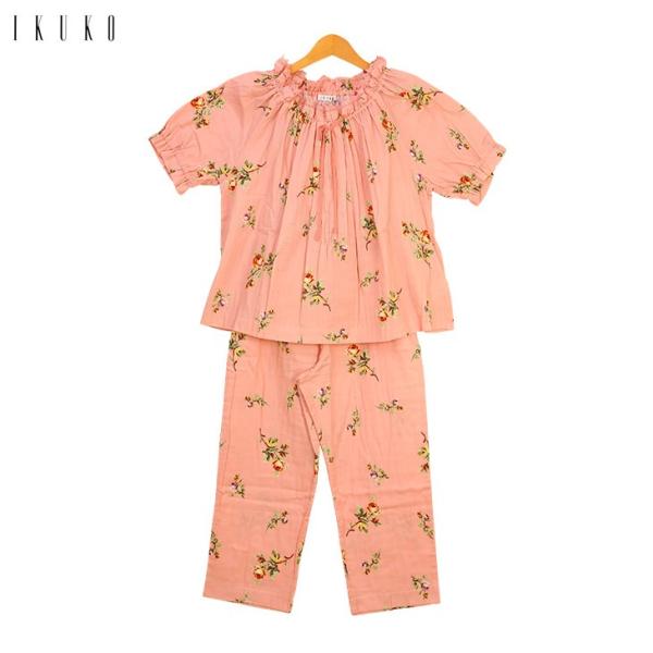 20%OFF イクコ IKUKO ダブルガーゼ フロントリボン 花柄パジャマ 半袖 VN190PE