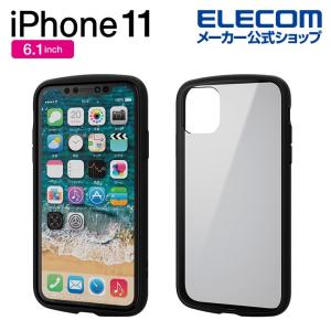 スマホケース エレコム iPhone11 TOUGH SLIM LITE フレームカラー カバー iphone6.1 新型 iPhone2019 TPU素材 高硬度8H ブラック┃PM-A19CTSLFCBK｜elecom