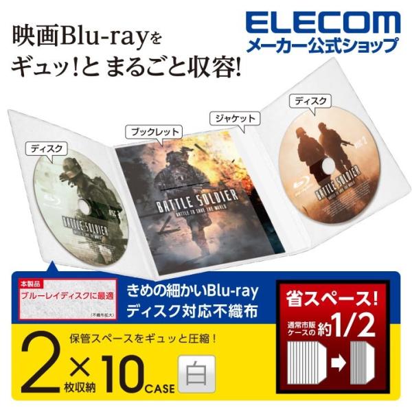 エレコム ブルーレイディスク DVD CD 用 スリム収納ソフトケース 市販デイスク圧縮ケース Bl...