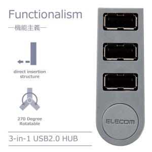 エレコム USBハブ USB2.0 ハブ 3ポ...の詳細画像3