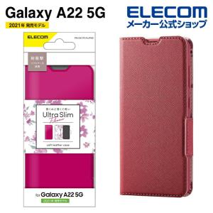 Galaxy A22 5G 用 ソフトレザーケース 薄型 磁石付 フラワーズ ギャラクシーa21 5G ディープピンク┃PM-G217PLFUJPND アウトレット エレコム わけあり 在庫処分