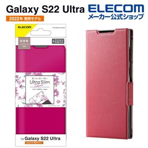 Galaxy S22 Ultra 用 ソフトレザーケース 薄型 磁石付き フラワーズ ギャラクシー ディープピンク┃PM-G223PLFUJPND アウトレット エレコム わけあり 在庫処分｜elecom