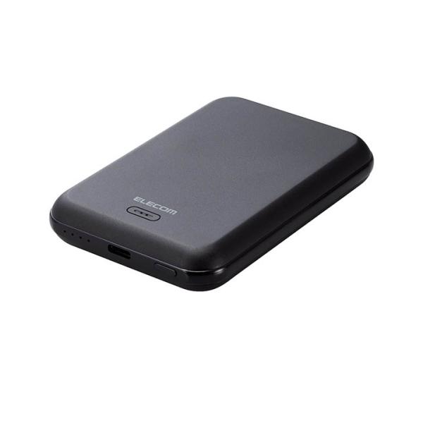 エレコム モバイルバッテリー マグネット付 ワイヤレス 5000mAh USB-C入出力 ブラック ...