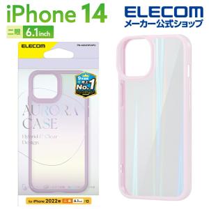 iPhone 14 用 オーロラ iPhone14 / iPhone13 6.1インチ ハイブリッド ケース カバー パープル┃PM-A22AHVCAPU アウトレット エレコム わけあり 在庫処分｜elecom