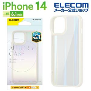 iPhone 14 用 オーロラ iPhone14 / iPhone13 6.1インチ ハイブリッド ケース カバー ホワイト┃PM-A22AHVCAWH アウトレット エレコム わけあり 在庫処分