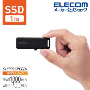エレコム 外付けSSD ポータブル SSD USB3.2(Gen1)対応 スライド式 外付け USBメモリ サイズ ブラック 1TB┃ESD-EMB1000GBK｜elecom