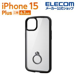 エレコム iPhone 15 Plus 用 TOUGH SLIM LITE フレームカラー リング付 2眼 6.7 インチ ケース カバー タフスリムライト 背面クリア ブラック┃PM-A23BTSLFCRBK｜elecom