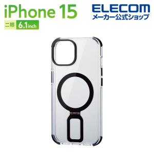 エレコム iPhone 15 用 ハイブリッドケース MAGKEEP スタンド iPhone15 2眼 6.1 インチ ケース ブラック┃PM-A23AMAGSTBK｜elecom