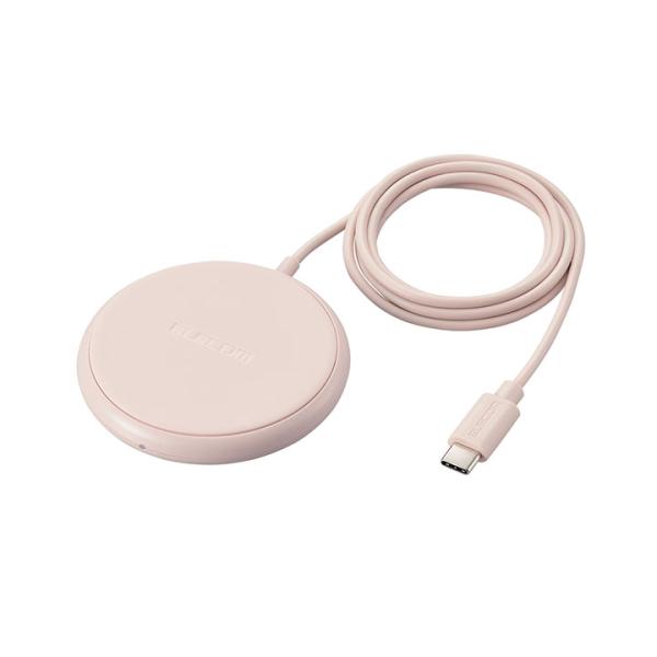 エレコム Qi規格対応 ワイヤレス 充電器 ケーブル一体型 5W 卓上 ケーブル長 1m ピンク W...