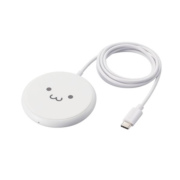 エレコム Qi規格対応 ワイヤレス 充電器 ケーブル一体型 5W 卓上 ケーブル長 1m しろちゃん...