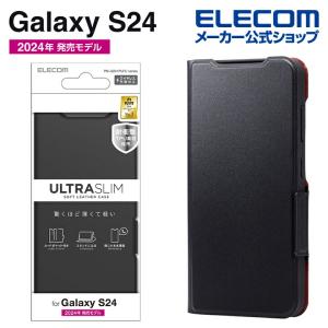 エレコム Galaxy S24 用 ソフトレザーケース 薄型 磁石付 Galaxy S24 SC-51E ケース カバー 手帳型 UltraSlim 薄型 ブラック PM-G241PLFUBK｜elecom