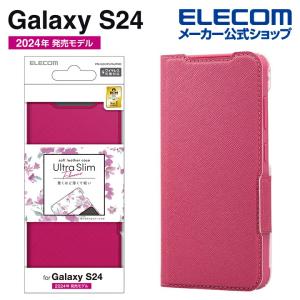 エレコム Galaxy S24 用 ソフトレザーケース 薄型 磁石付 フラワーズ Galaxy S24 SC-51E ケース カバー 手帳型 UltraSlim 薄型 デイープピンク PM-G241PLFUJPND｜elecom