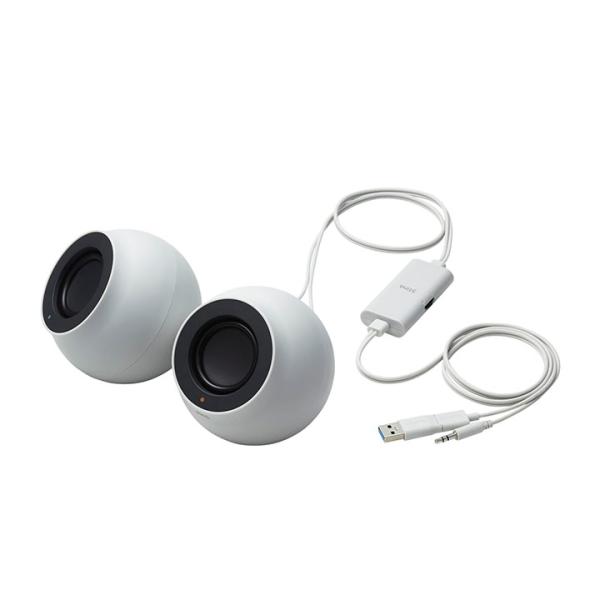 エレコム パソコン用 2.0ch スピーカー Stina 4.4W USB接続 φ3.5 ホワイト ...