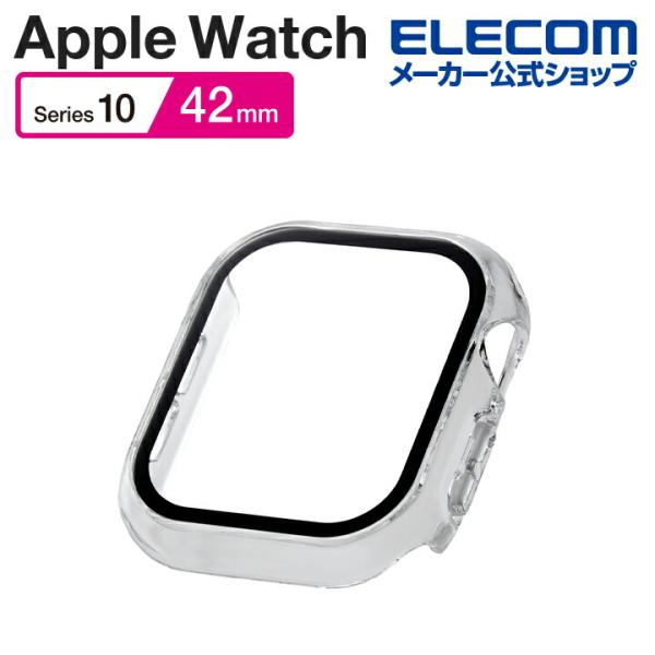 エレコム Apple Watch 42mm 用 フルカバーケース プレミアムガラス 高透明 Appl...