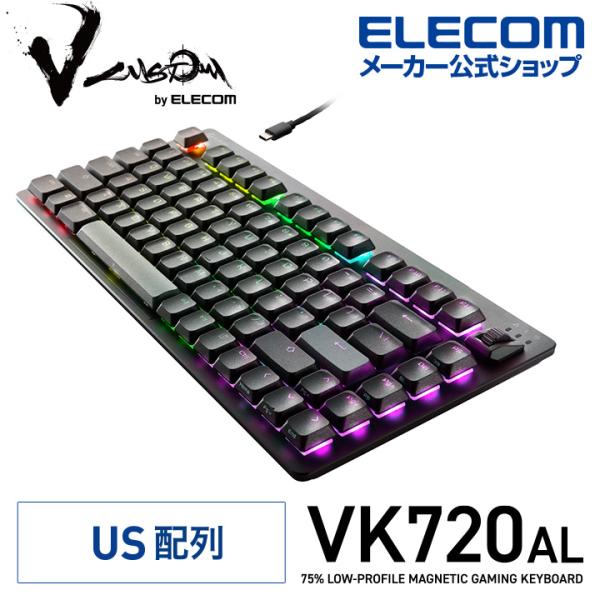 エレコム V custom ゲーミング キーボード 75％サイズ ロープロ 有線 VK720A 着脱...