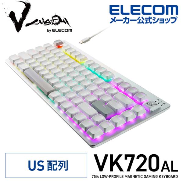V custom ゲーミング キーボード 75％サイズ ロープロ 有線 VK720A 着脱式 磁気式...