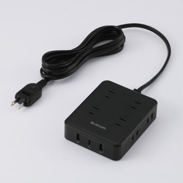 エレコム 電源タップ USBタップ USB付き コードタップ 2.5ｍ 8口 20W 雷サージ ホコ...