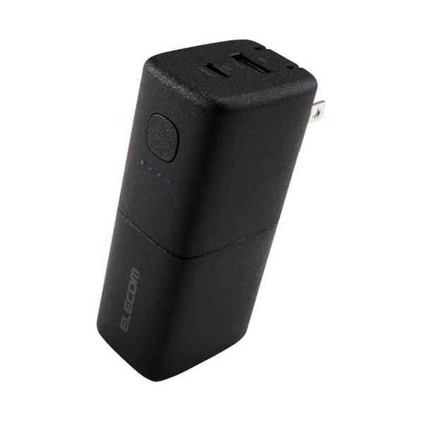 エレコム モバイルバッテリー AC充電器 一体 5000mAh 30W C×1+A×1 リチウムイオ...