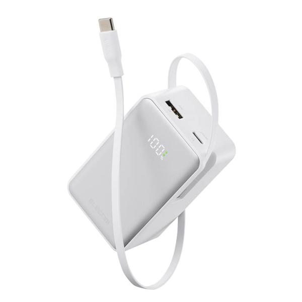 エレコム モバイルバッテリー 巻き取り式 ケーブル一体型 10000mAh 45W リチウムイオン電...