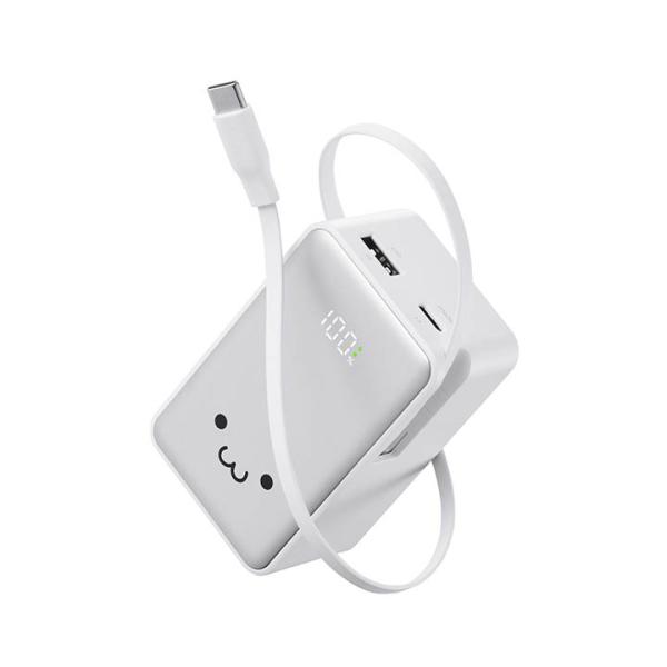 エレコム モバイルバッテリー 巻き取り式 ケーブル一体型 10000mAh 22.5W リチウムイオ...