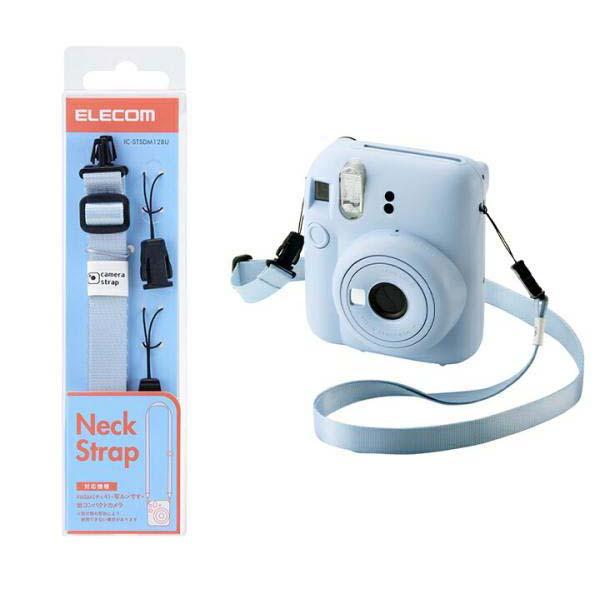 エレコム instax mini チェキ 用 ネック ストラップ チェキアクセサリ カラフル ブルー...