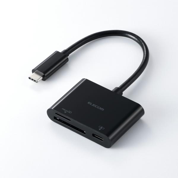エレコム メモリリーダ Type-C 接続ケーブル付き メモリーカードリーダー Power Deli...
