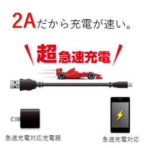 2A対応充電専用microUSBケーブル0.2...の詳細画像3