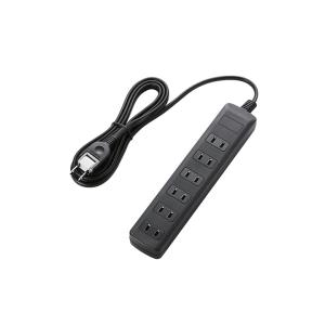 エレコム 電源タップ 2m 6口 雷ガード ほこりシャッター マグネット 黒