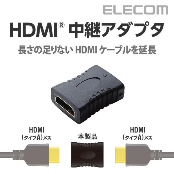 エレコム 延長コネクタ HDMI タイプA メス-HDMI タイプA メス ストレート ブラック ブ...