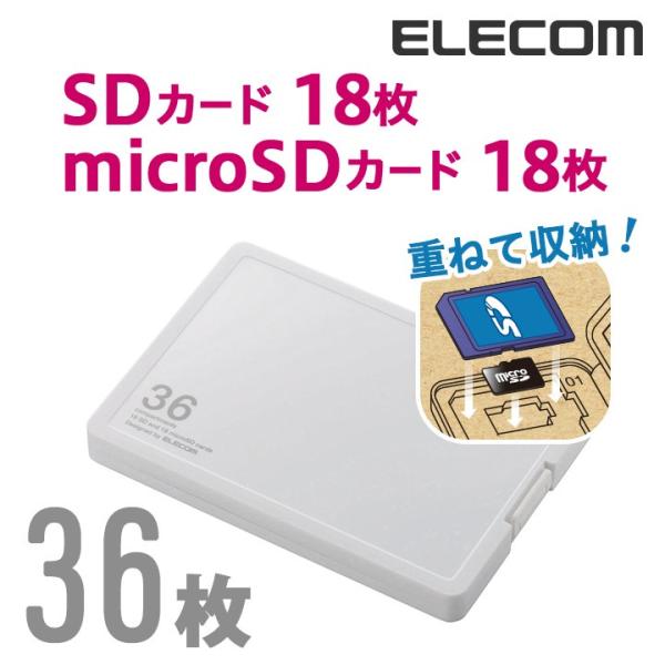 エレコム SD/microSD カードケース (プラスチックタイプ) ホワイト SDメモリーカード1...