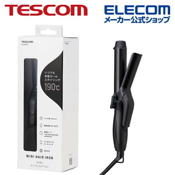テスコム ヘアーアイロン ミニ カール アイロン AC式 ブラック  TESCOM TEC-HM12...