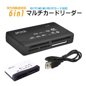 6in1 OTGマルチカードリーダー 双方向転送 HT-02A 6スロット SD/TF(MicroSD)/M2/MS/XD/CF メモリーカード リーダー ライター バスパワー ブラック ホワイト