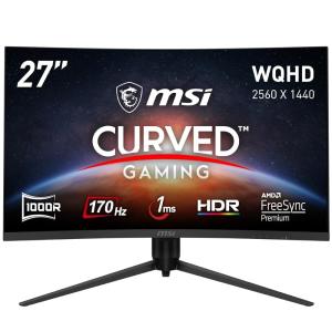 MSI 湾曲率1,000R ゲーミングモニター VA湾曲パネル スリムベゼル WQHD/27インチ/170Hz/1ms/FreeSync