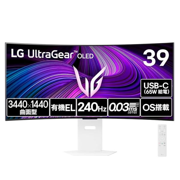 LG ゲーミングモニター UltraGear OLED 39GX90SA-W 39インチ 曲面 80...