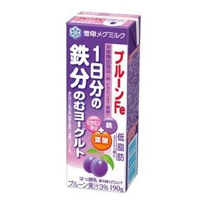 【雪印メグミルク】　ＭＥＧＭＩＬＫプルーンＦｅ　１日分の鉄分のむヨーグルト 190g×１８本セット≪...