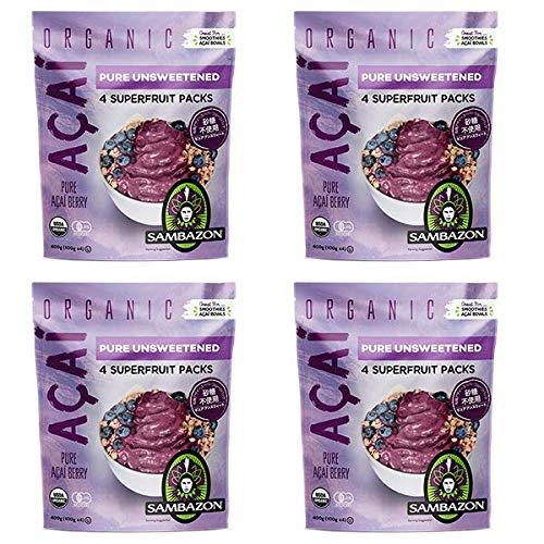 サンバゾン有機JASアサイーフルーツパック アンスウィート(無糖)砂糖不使用 冷凍 400g(100...