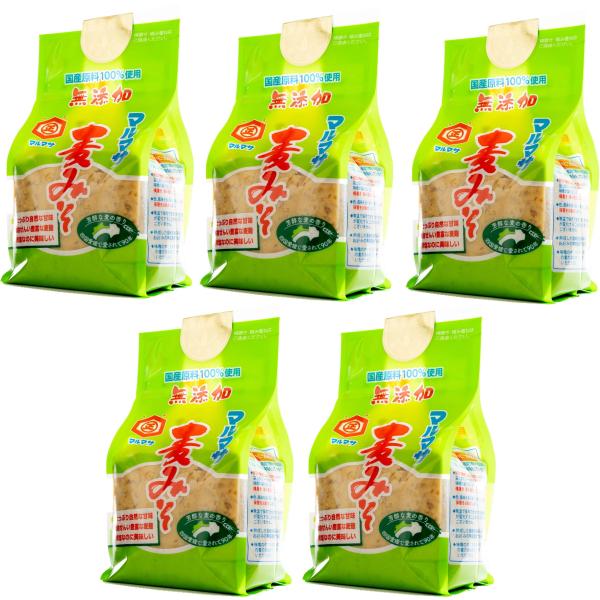 マルマサ 麦みそ 無添加 国内産 原料 100% ( 国産 麦 みそ すりみそ ） (800g×5)