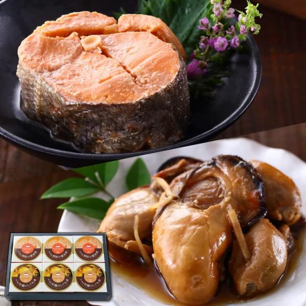 マルヤ水産 東北の缶詰2種 6缶 ギフト （南三陸産牡蠣のしぐれ煮缶詰3缶 南三陸産銀鮭の醤油煮缶詰...