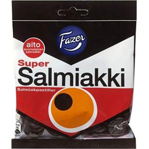 Fazer ファッツェル スーパーサルミアッキ Salmiak キャンディー 2 袋 x 80gセット フィンランドのキャンディーです [並行輸入品]の商品画像