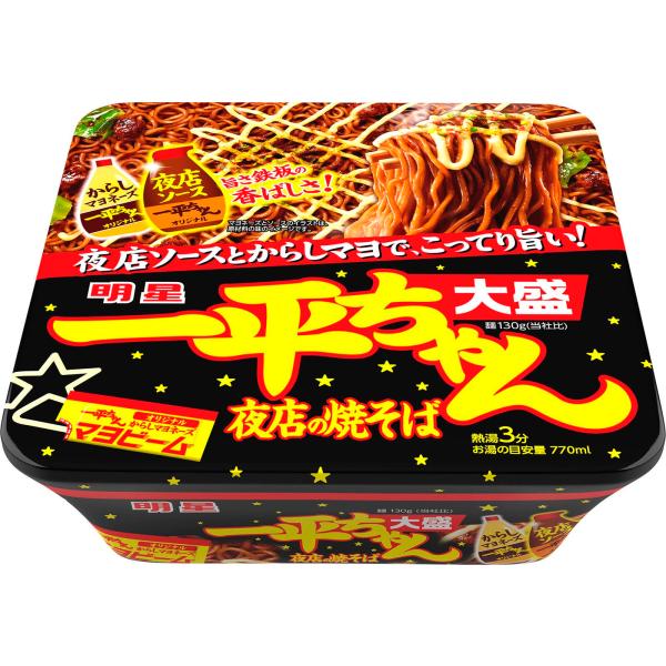 明星 一平ちゃん夜店の焼そば 大盛[12個入、カップ麺、旨さ鉄板の香ばしさ！、からしマヨ、175g