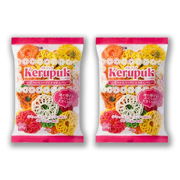 クルプック/お花のかたちタピオカせんべい 200g 2袋セット SNSで話題 ガーリック風味と軽い食...