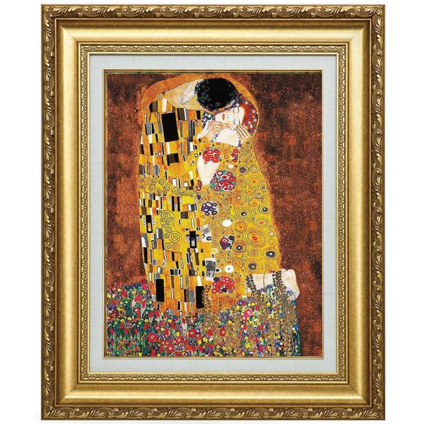 グスタフ・クリムト 接吻 6号 立体複製名画 美術品 レプリカ 絵画 額付き インテリア - アート...