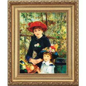 ルノワール 絵画 4号 子犬を抱く少女 4号 立体複製名画 額付き