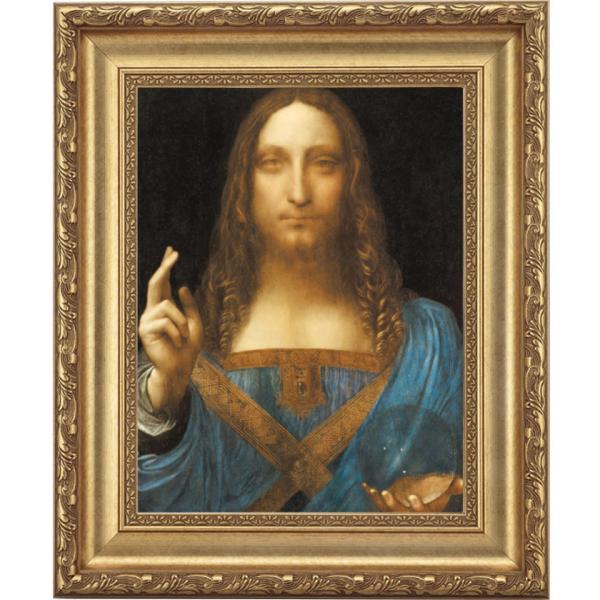 レオナルド・ダ・ヴィンチ ダ・ヴィンチ サルバトール・ムンディ 4号 立体複製名画 絵画 額付き イ...