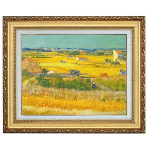 ゴッホ クロー平野の収穫風景 6号 立体複製名画 額付き